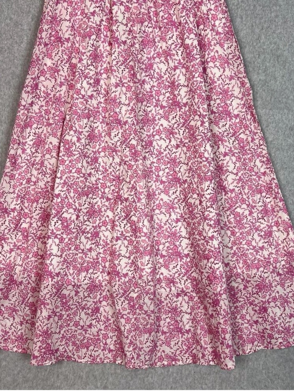 Pink Floral Square-Neck Midi Dress with Puff Sleeves - Picture 7 of 7